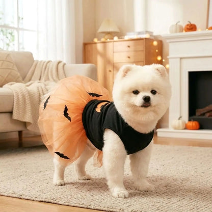 Halloween Hundekostüm Kürbis Kleid mit Tüllrock für Hunde