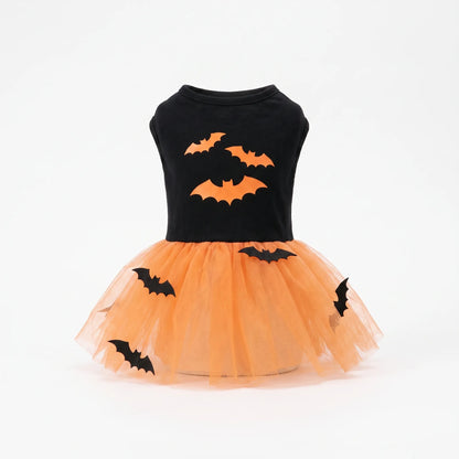 Halloween Hundekostüm Kürbis Kleid mit Tüllrock für Hunde