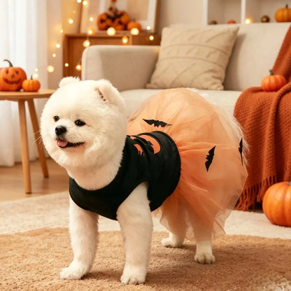 Halloween Hundekostüm Kürbis Kleid mit Tüllrock für Hunde
