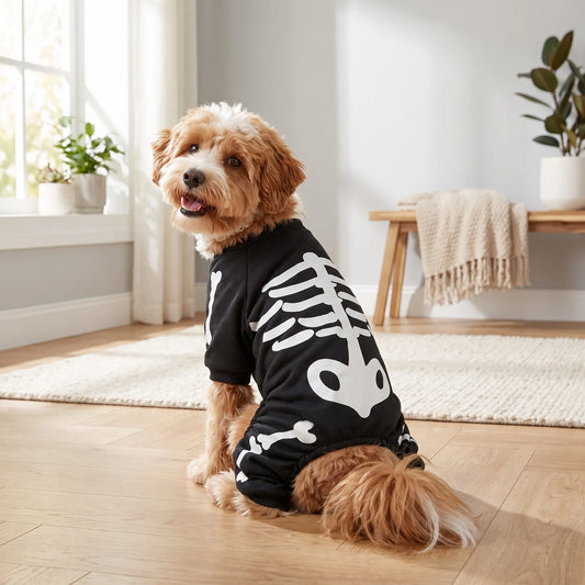 Halloween Hundekostüm Skelett Leuchtend im Dunkeln für Hunde