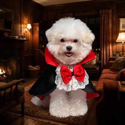 Halloween Hundekostüm Vampir Umhang mit Fliege für Hunde