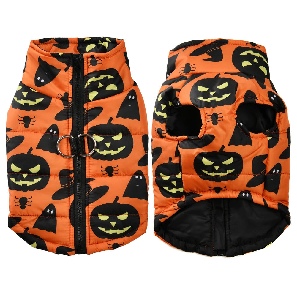 Halloween Hundemantel Gefüttert mit Halloween Motiven für Hunde