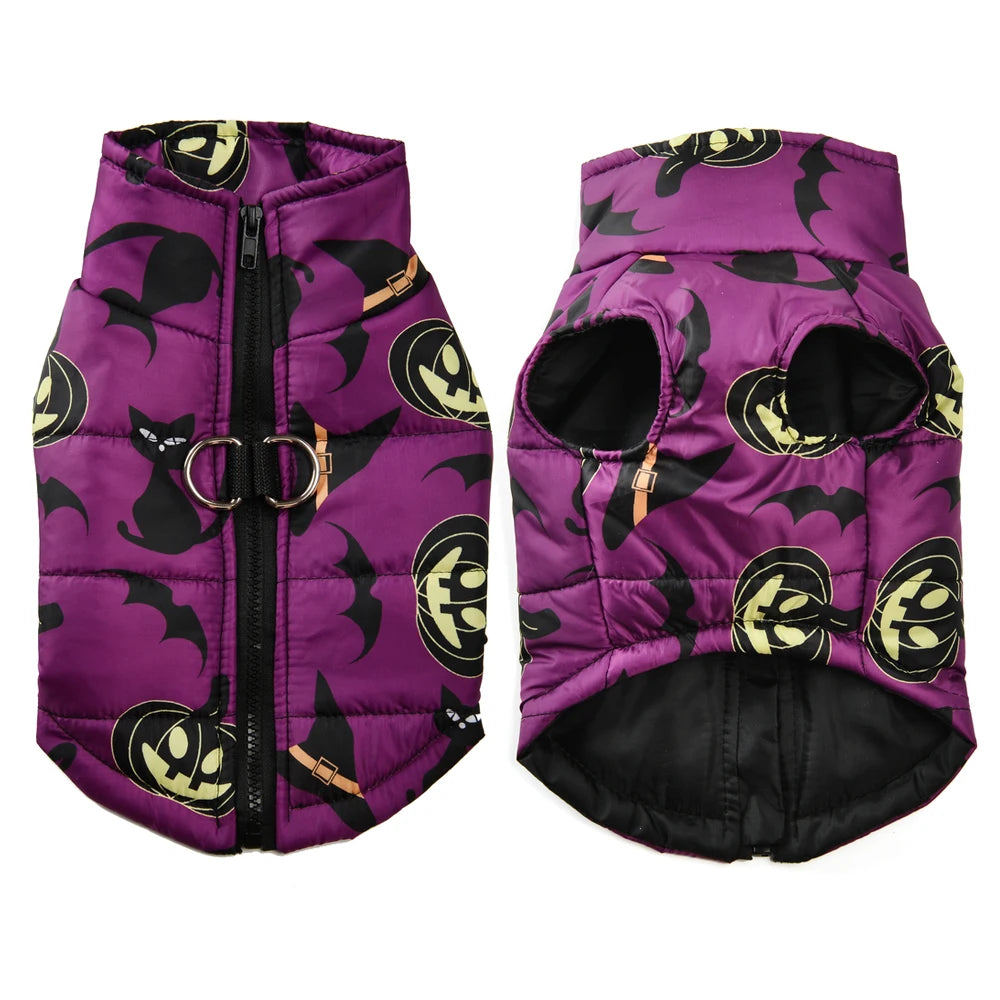 Halloween Hundemantel Gefüttert mit Halloween Motiven für Hunde
