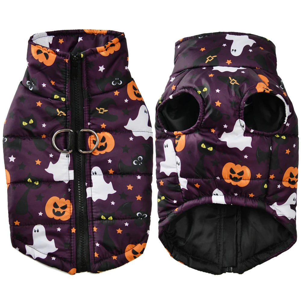 Halloween Hundemantel Gefüttert mit Halloween Motiven für Hunde