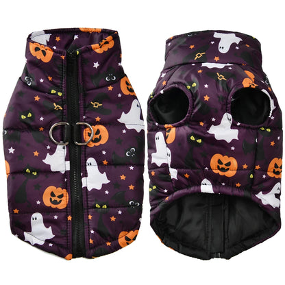 Halloween Hundemantel Gefüttert mit Halloween Motiven für Hunde