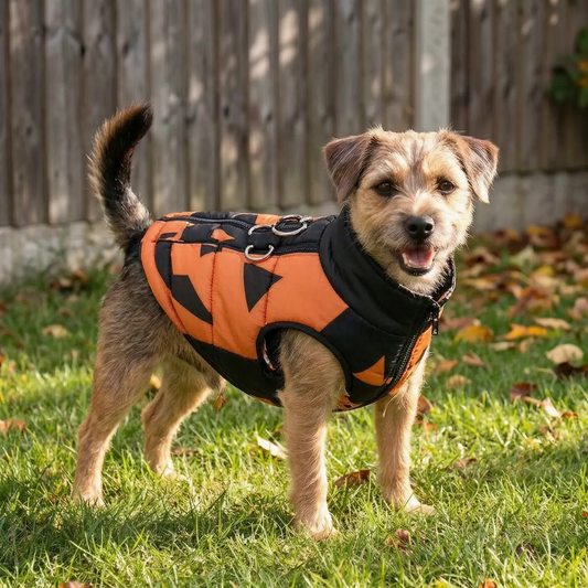 Halloween Hundemantel Gefüttert mit Halloween Motiven für Hunde