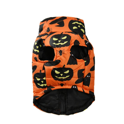 Halloween Hundemantel Gefüttert mit Halloween Motiven für Hunde