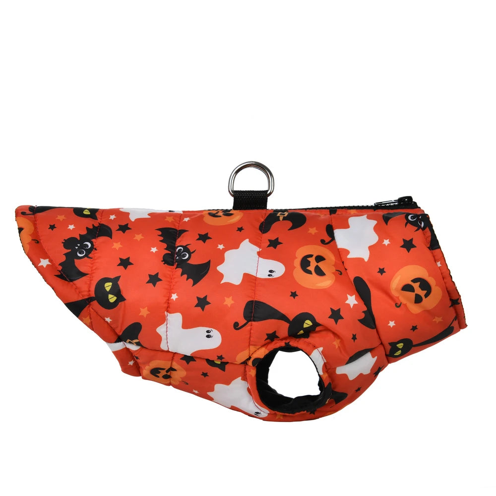 Halloween Hundemantel Gefüttert mit Halloween Motiven für Hunde