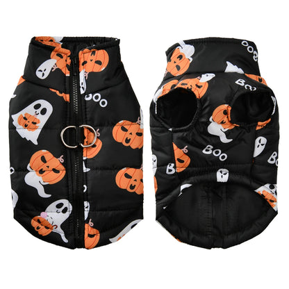 Halloween Hundemantel Gefüttert mit Halloween Motiven für Hunde