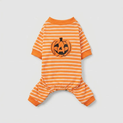 Halloween Hundepyjama Kürbis Gestreift für Hunde