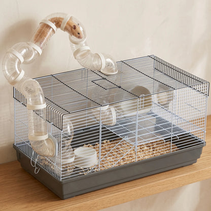 Hamsterkäfig Mit Röhrensystem Erhöhter Ebene