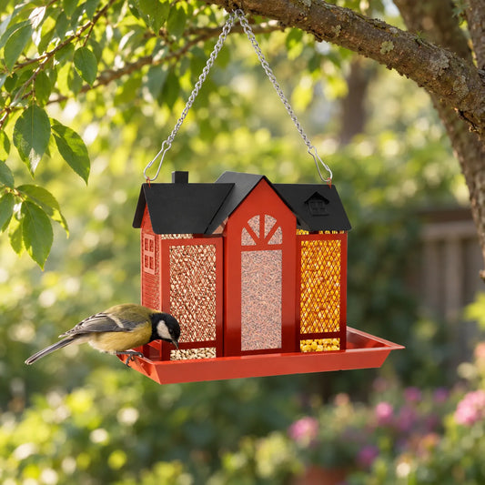 Hängendes Vogelfutterhaus Mit Drei Separaten Futtersilos
