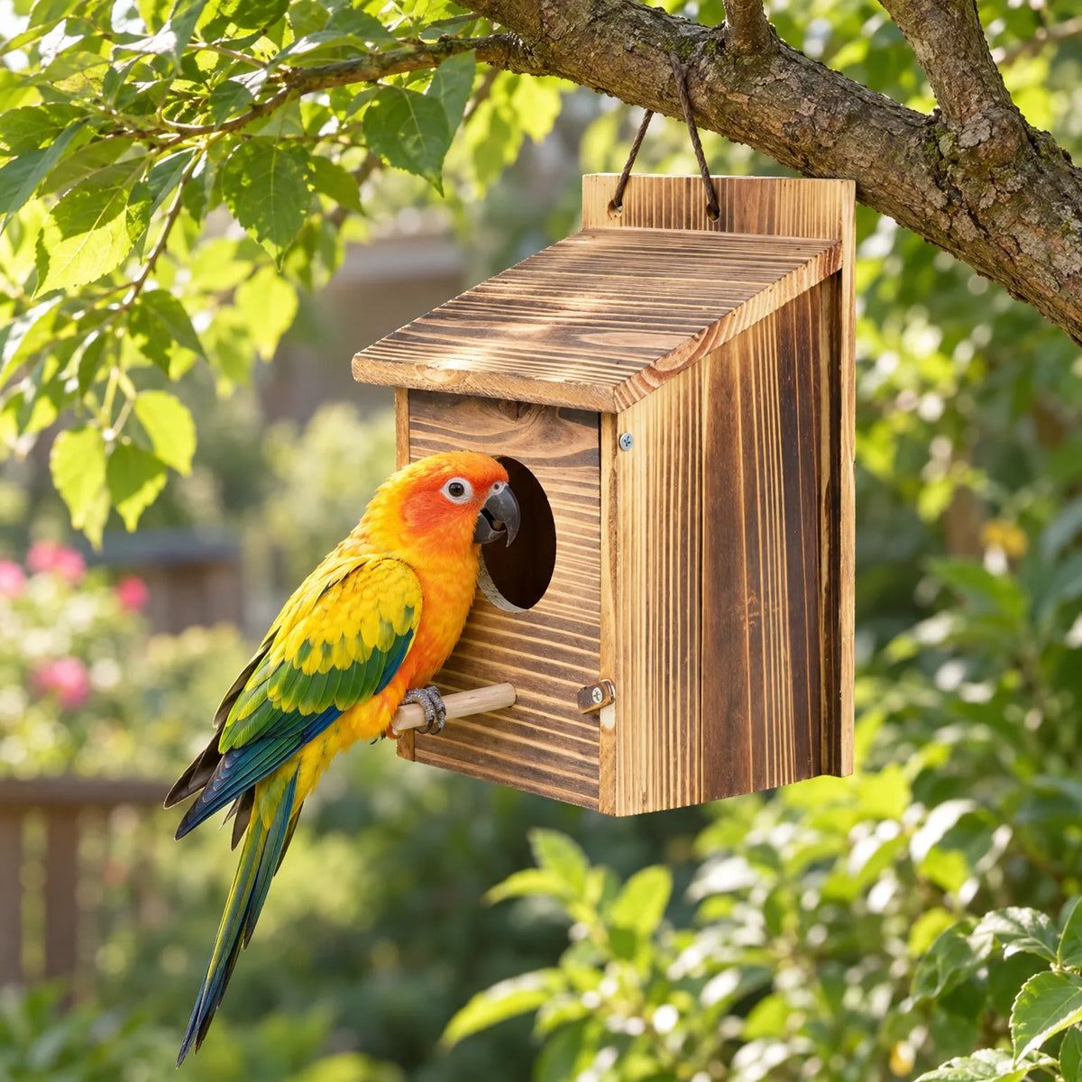 Hängendes Vogelhaus Mit Sitzstange