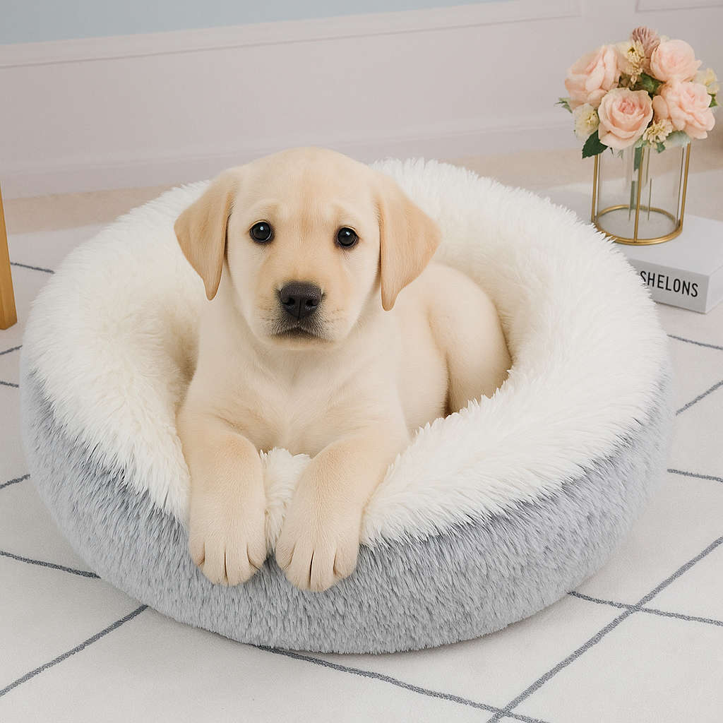 Haustierbett mit warmer Plüsch Nestform für Wintertage | Solara