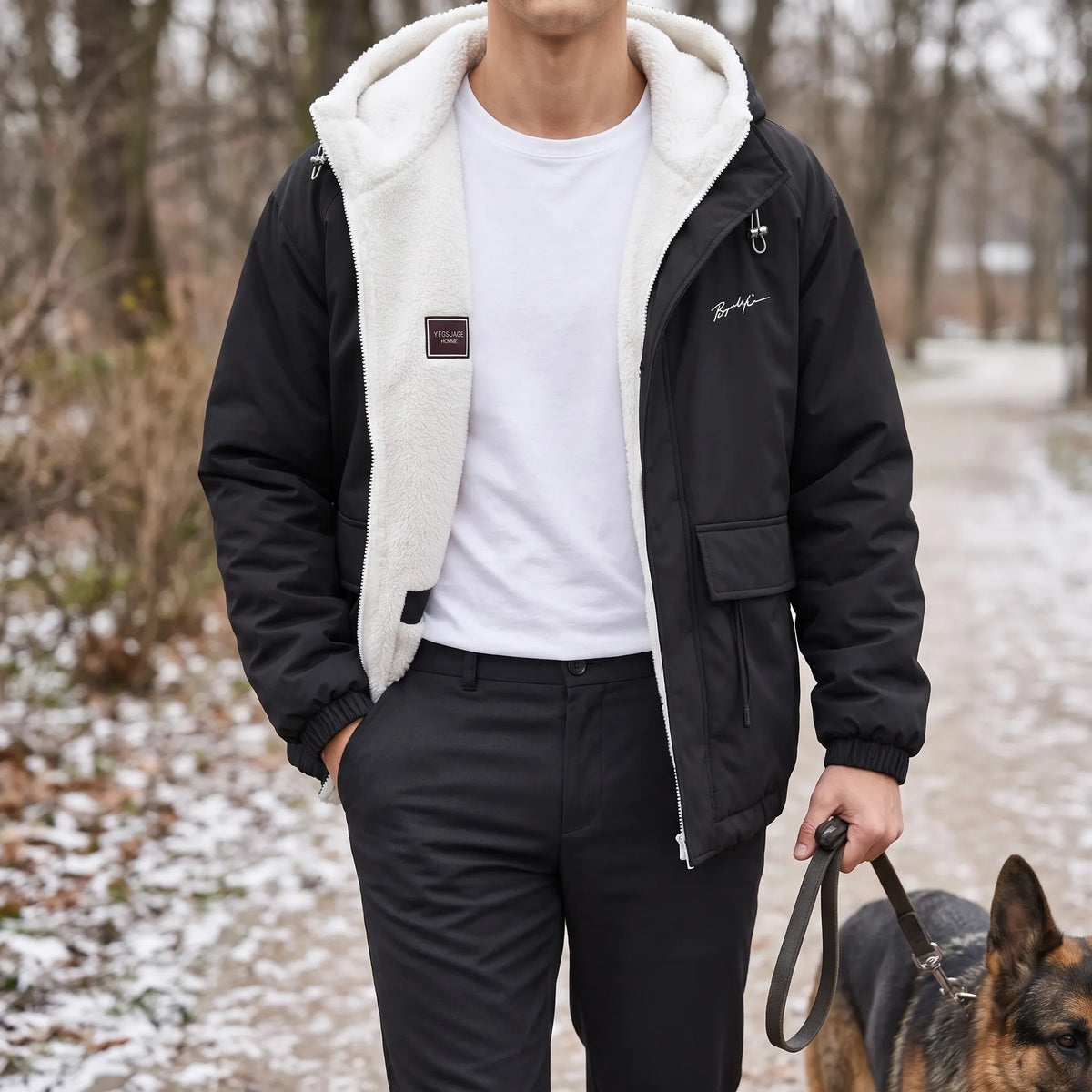 Herren Kapuzenjacke Mit Fleecefutter Für Kalte Tage