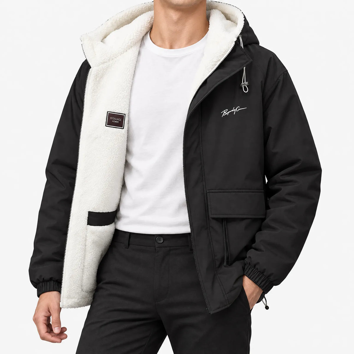 Herren Kapuzenjacke Mit Fleecefutter Für Kalte Tage