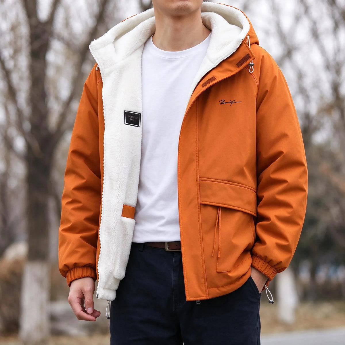 Herren Kapuzenjacke Mit Fleecefutter Für Kalte Tage