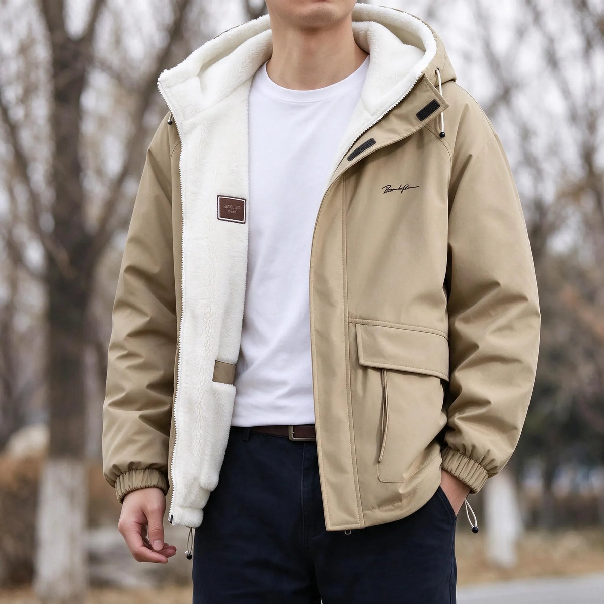 Herren Kapuzenjacke Mit Fleecefutter Für Kalte Tage