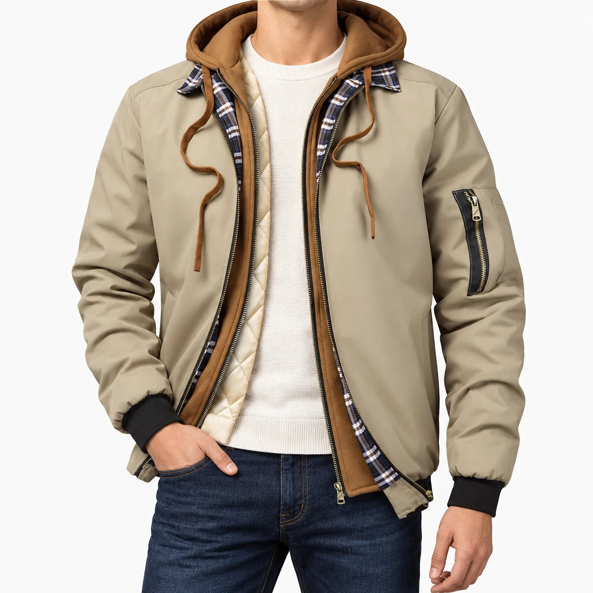 Herren Kapuzenjacke Mit Reißverschluss