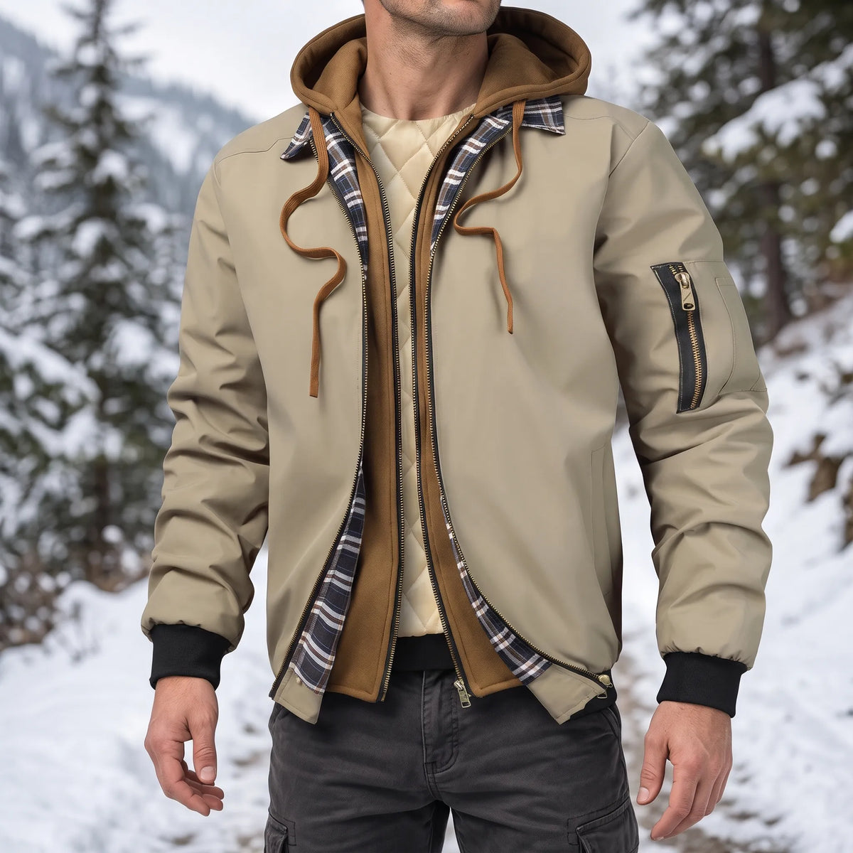 Herren Kapuzenjacke Mit Reißverschluss
