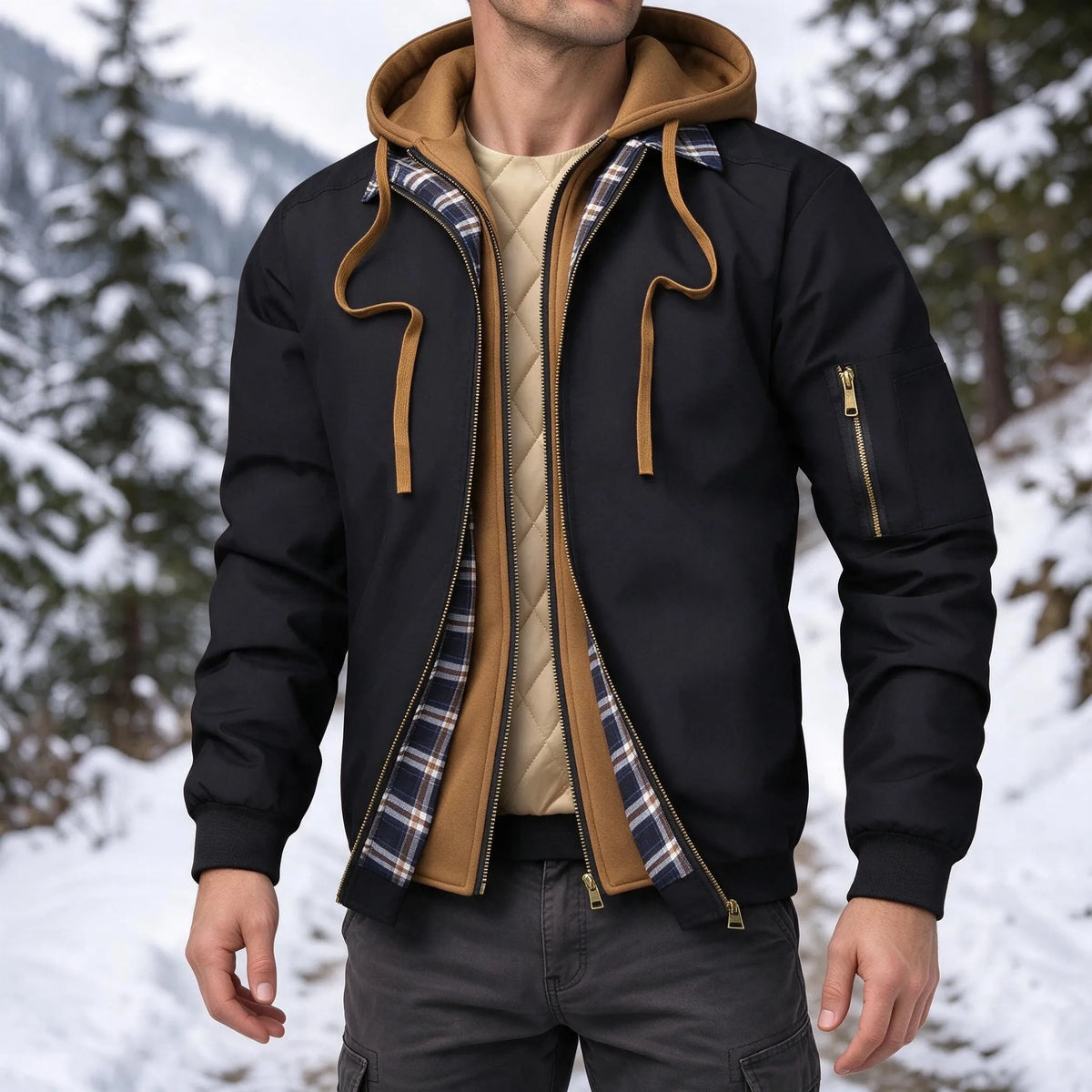 Herren Kapuzenjacke Mit Reißverschluss