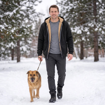 Herren Winterjacke Mit Kapuze Und Reißverschluss