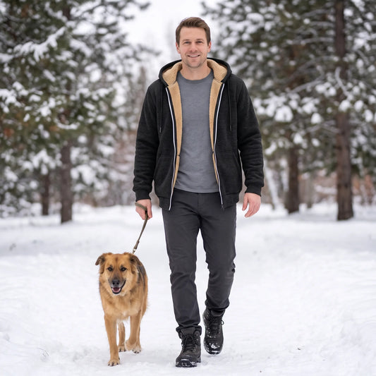 Herren Winterjacke Mit Kapuze Und Reißverschluss