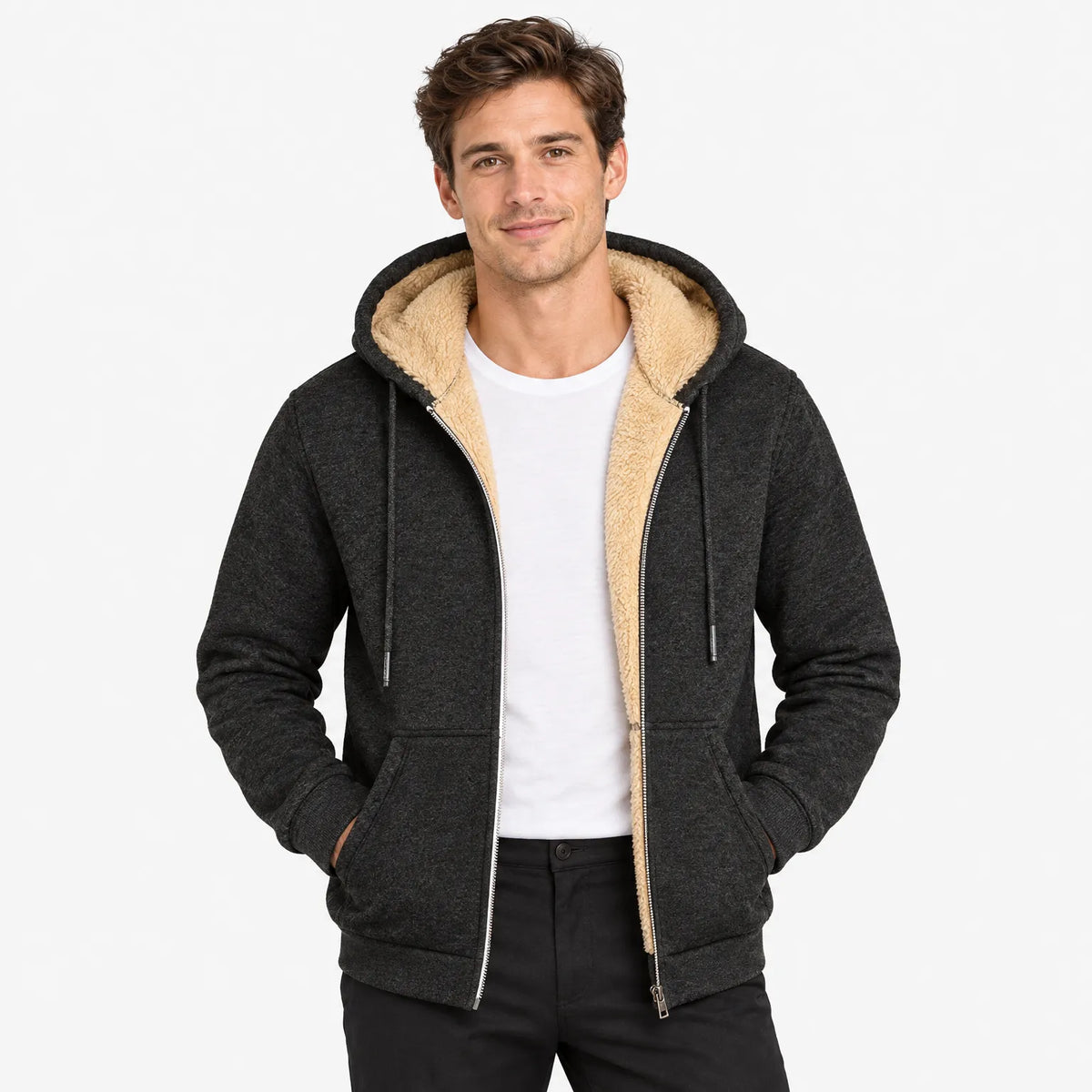 Herren Winterjacke Mit Kapuze Und Reißverschluss