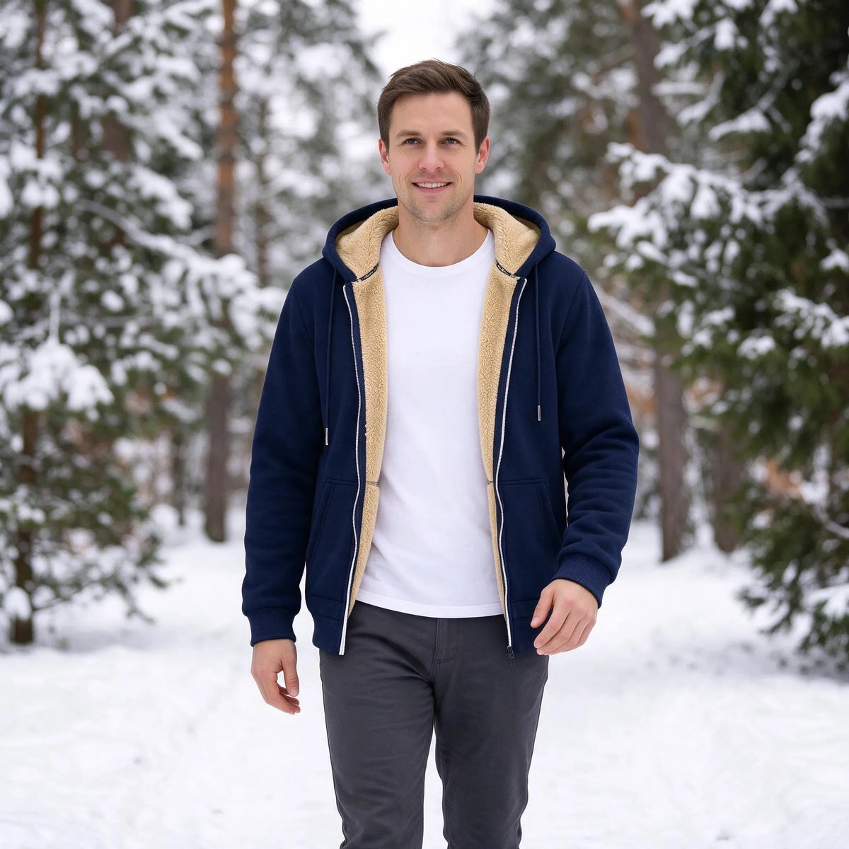 Herren Winterjacke Mit Kapuze Und Reißverschluss