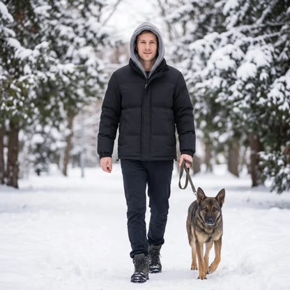 Herren Winterjacke Mit Kapuze Und Taschen