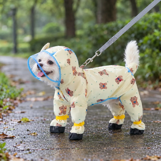 Hunde-Regenmantel Mit Beinen Und Transparenter Kapuze