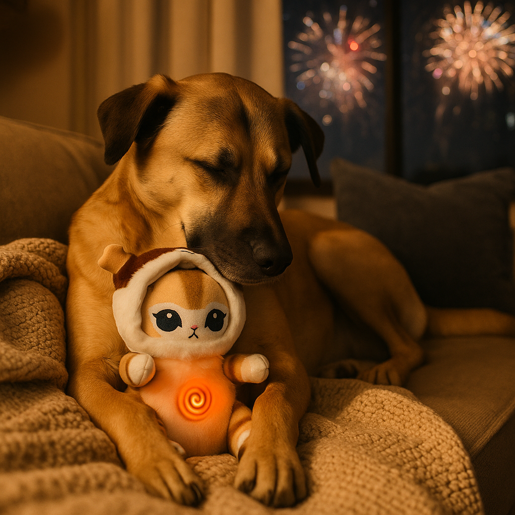 Hunde Kuscheltier mit Atembewegung für Feuerwerk | Detti