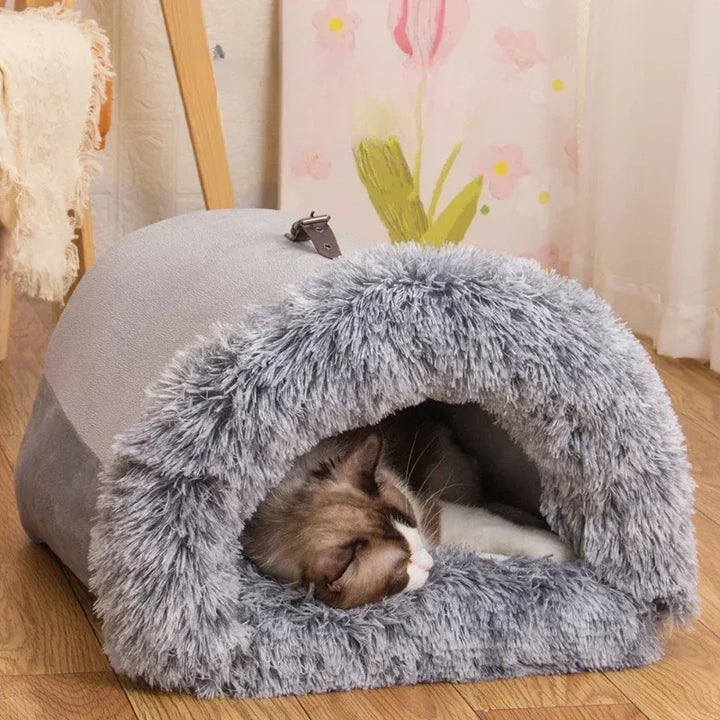 Hunde­bett aus Plüsch-Cord mit warmem Design für Katzen und kleine Hunde | Zindel