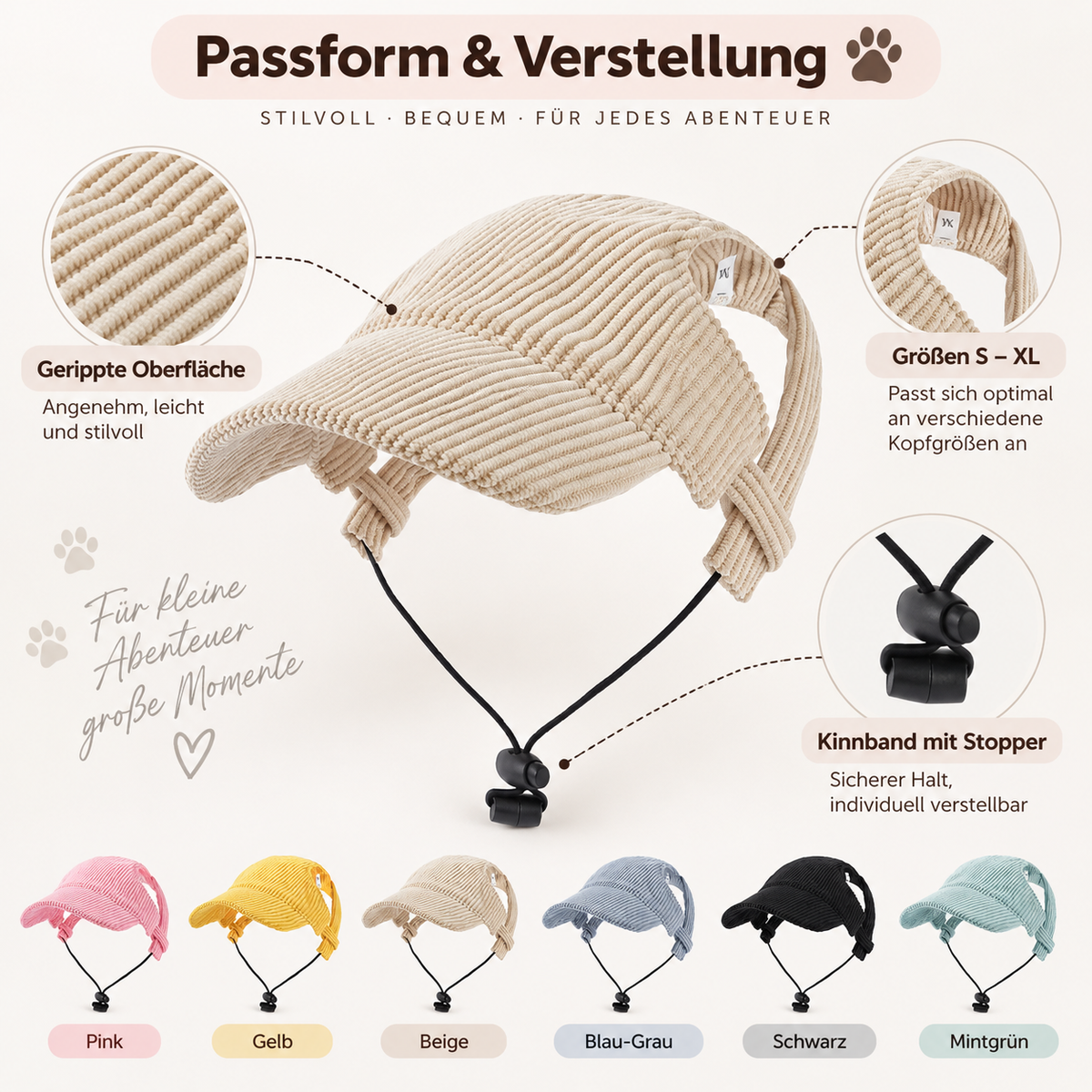 Hundebaseballkappe UPF 50+ atmungsaktiv für Sommer | Nexial