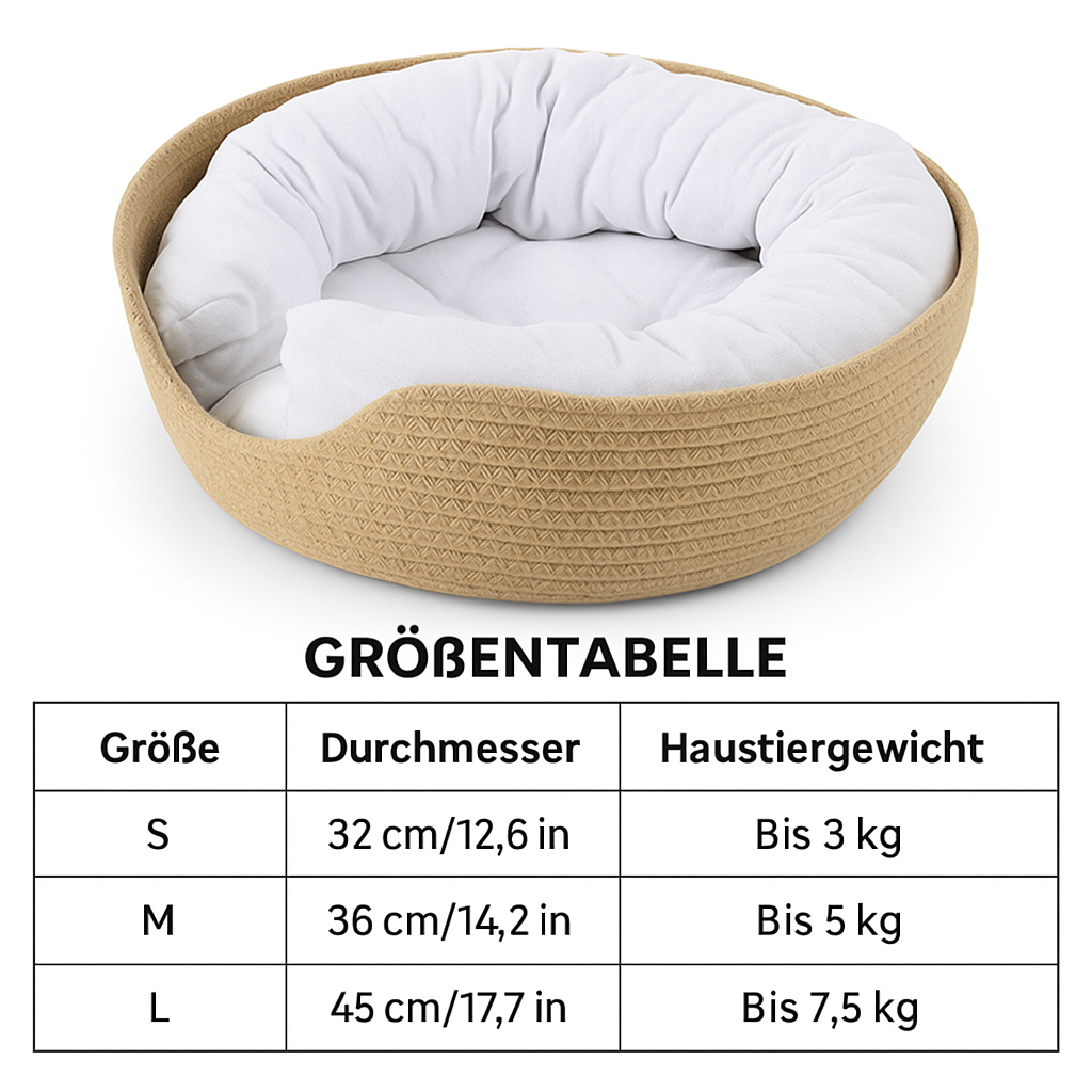 Hundebett handgeflochten und atmungsaktiv mit herausnehmbarem Kissen | Havoc