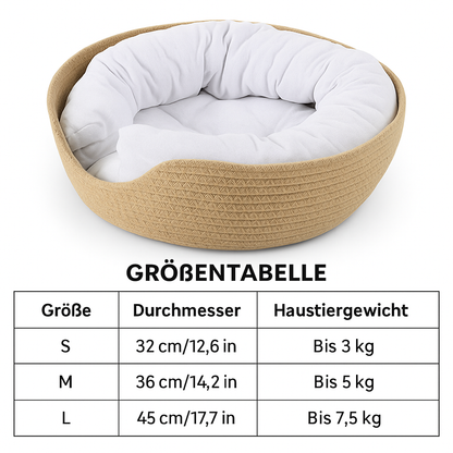 Hundebett handgeflochten und atmungsaktiv mit herausnehmbarem Kissen | Havoc