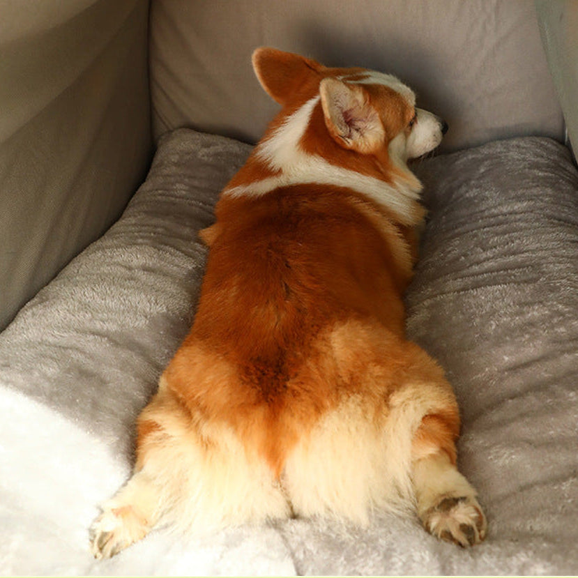 Hundebett mit Plüschrand und waschbarem Bezug | Udobed