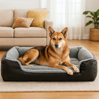 Hundebett mit erhöhtem Rand und weicher Füllung | SovaNest