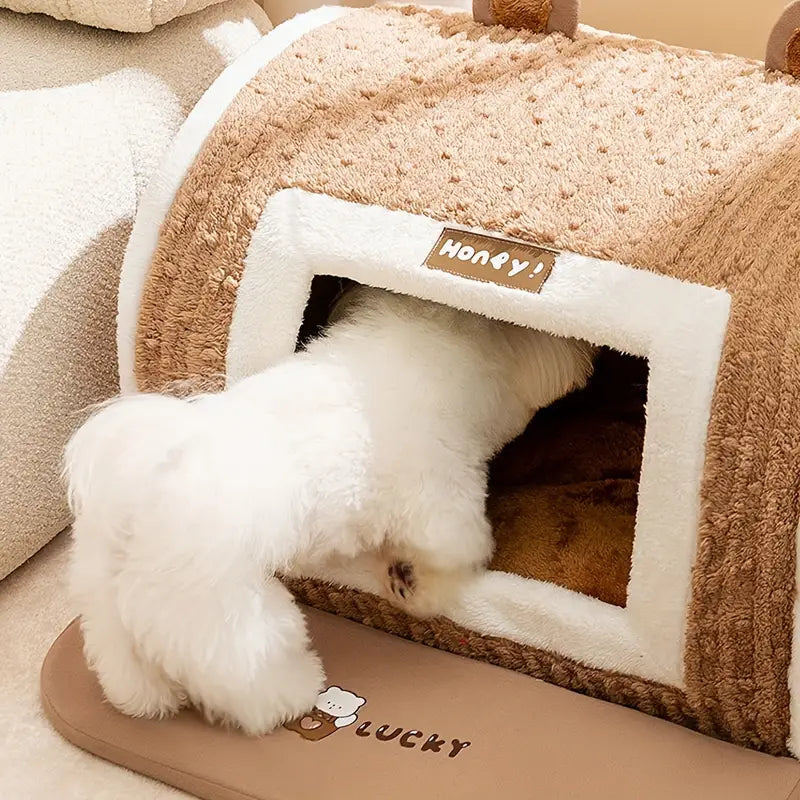 Hundebett mit warmem Plüsch für kalte Wintertage | Paige