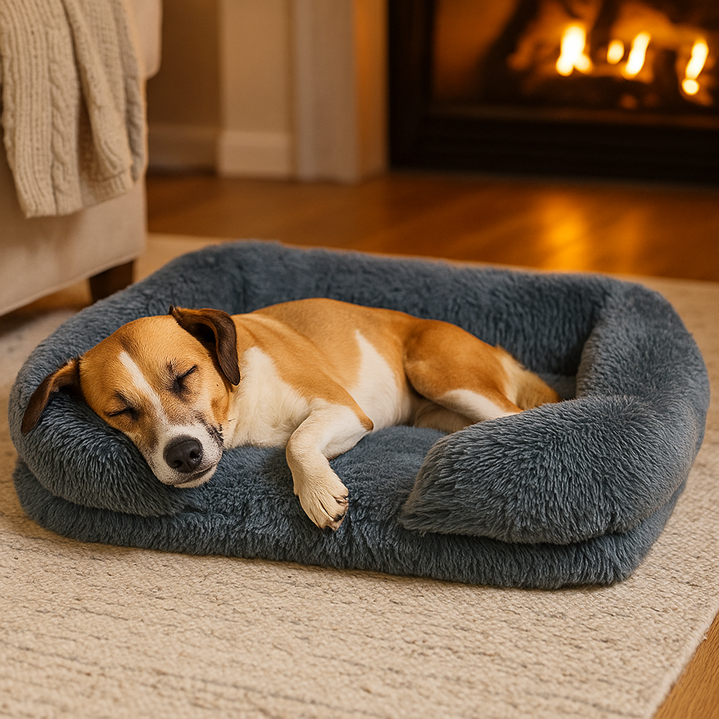 Hundebett mit warmer Plüschkante für Winter | Meinhard