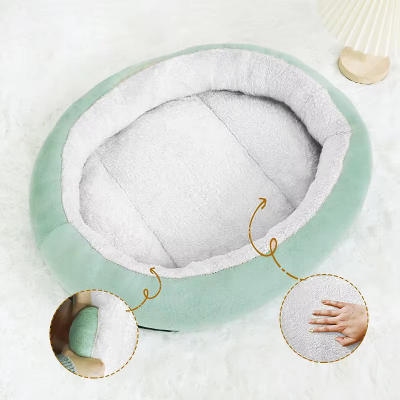 Hundebett rund mit weicher Plüschfüllung für alle Jahreszeiten | SnoozyNest