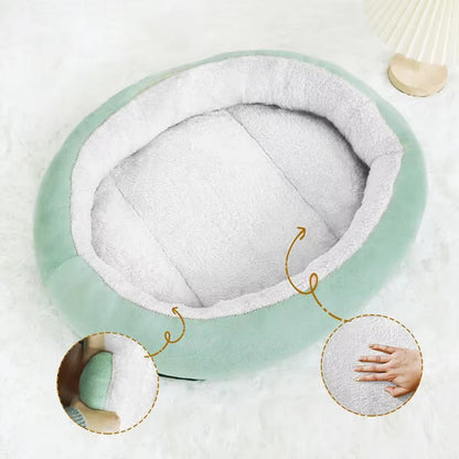 Hundebett rund mit weicher Plüschfüllung für alle Jahreszeiten | SnoozyNest