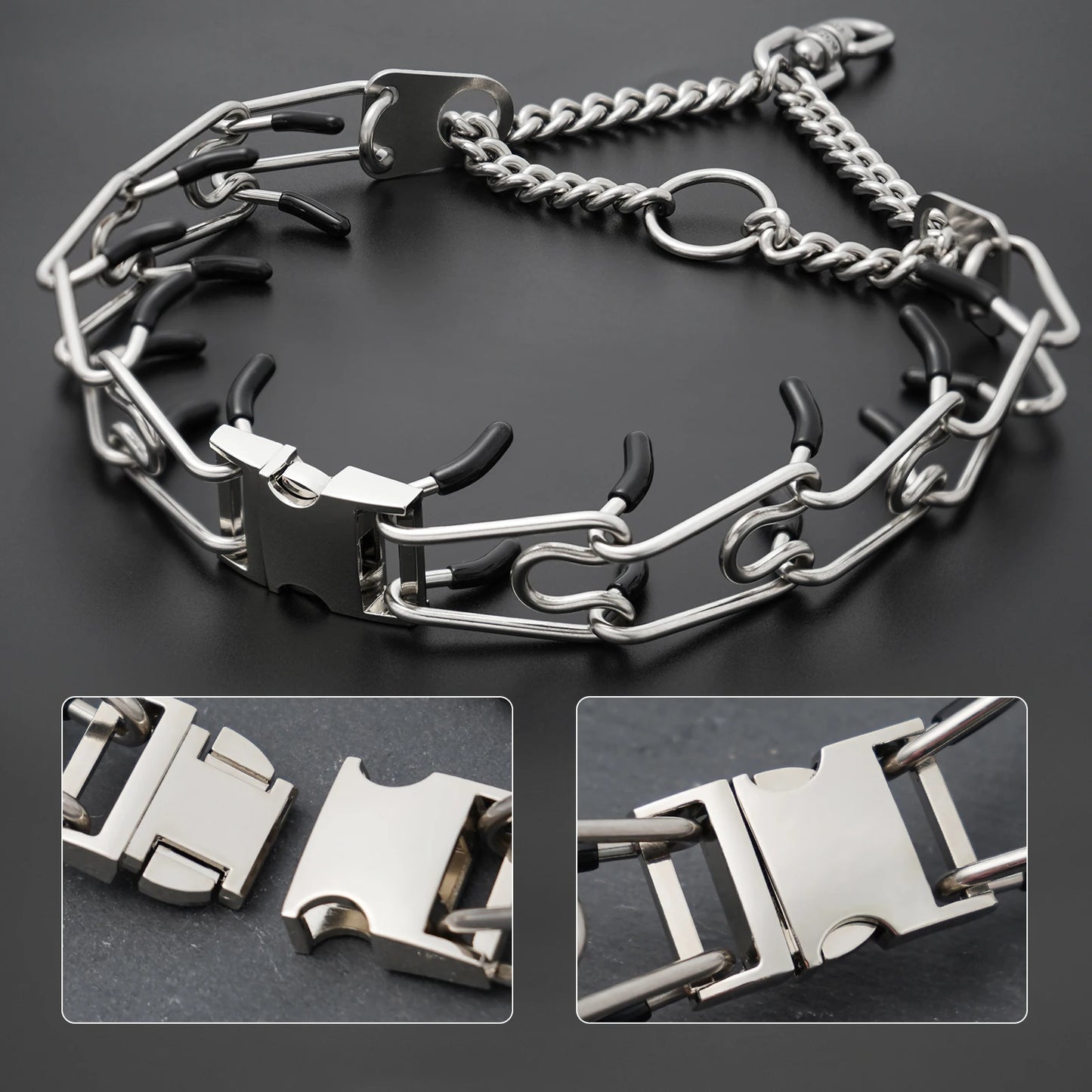 Hundehalsband mit Metallschlaufen und Gummipins für Training | Mervali