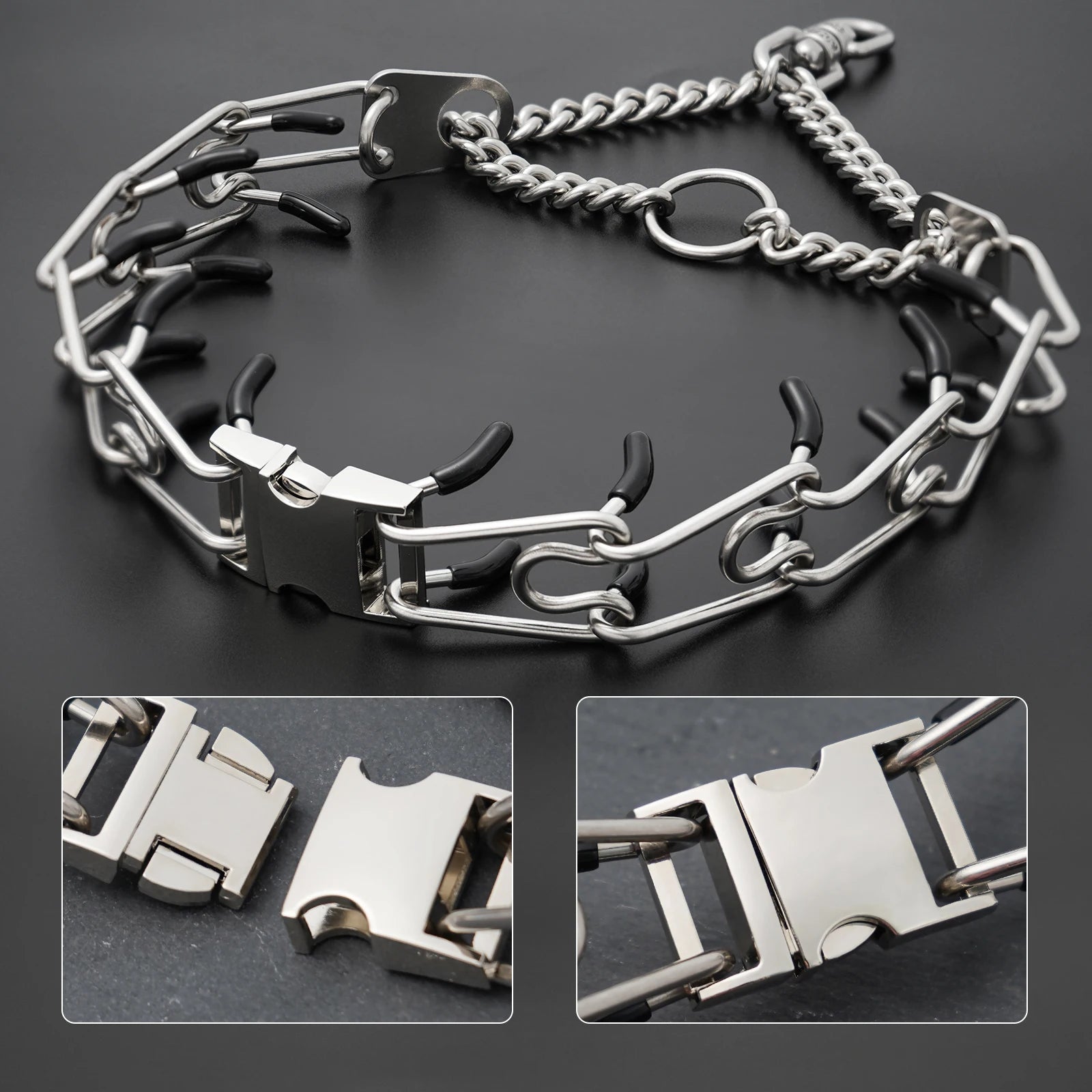 Hundehalsband mit Metallschlaufen und Gummipins für Training | Mervali