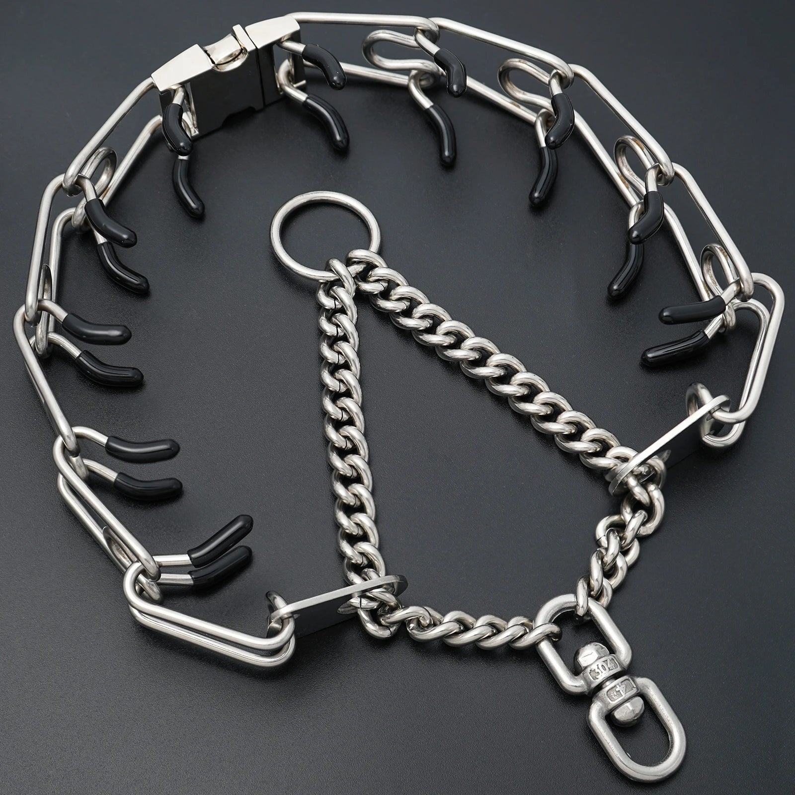 Hundehalsband mit Metallschlaufen und Gummipins für Training | Mervali