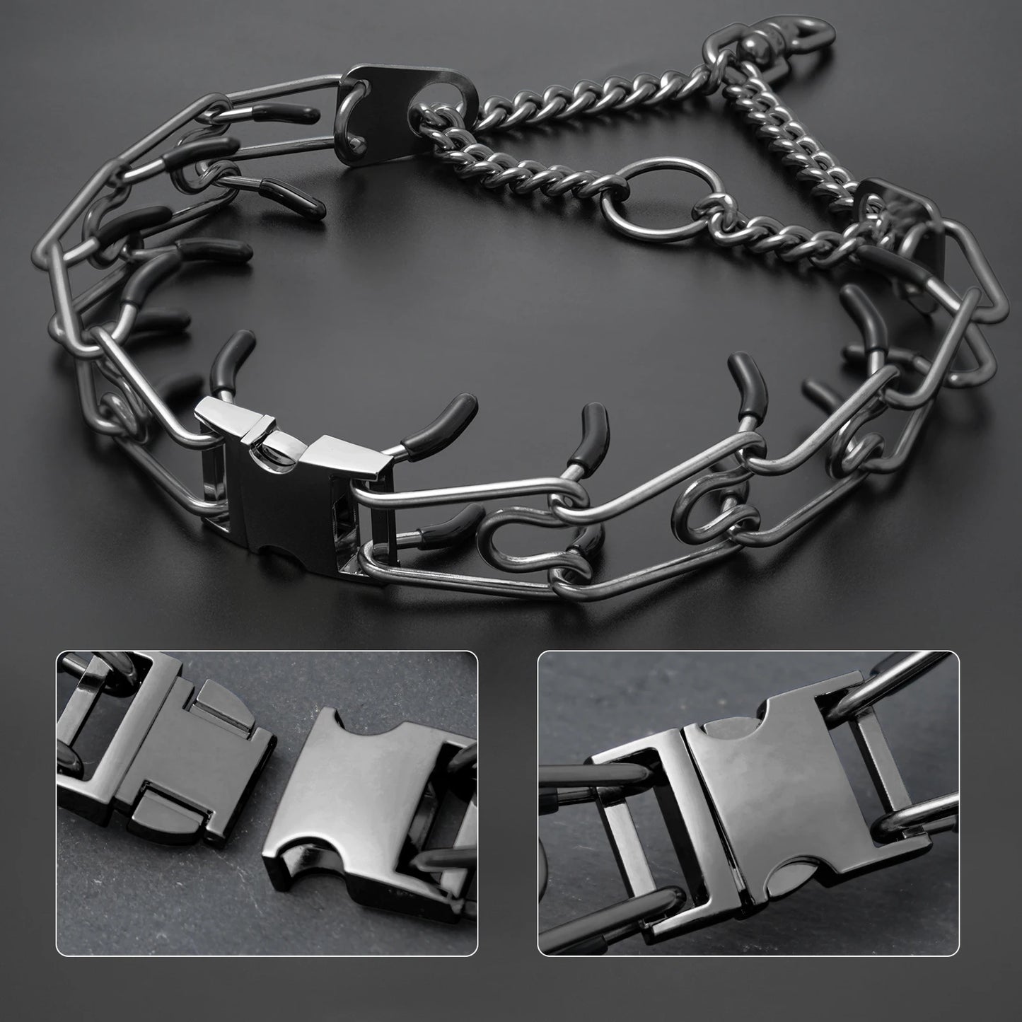 Hundehalsband mit Metallschlaufen und Gummipins für Training | Mervali