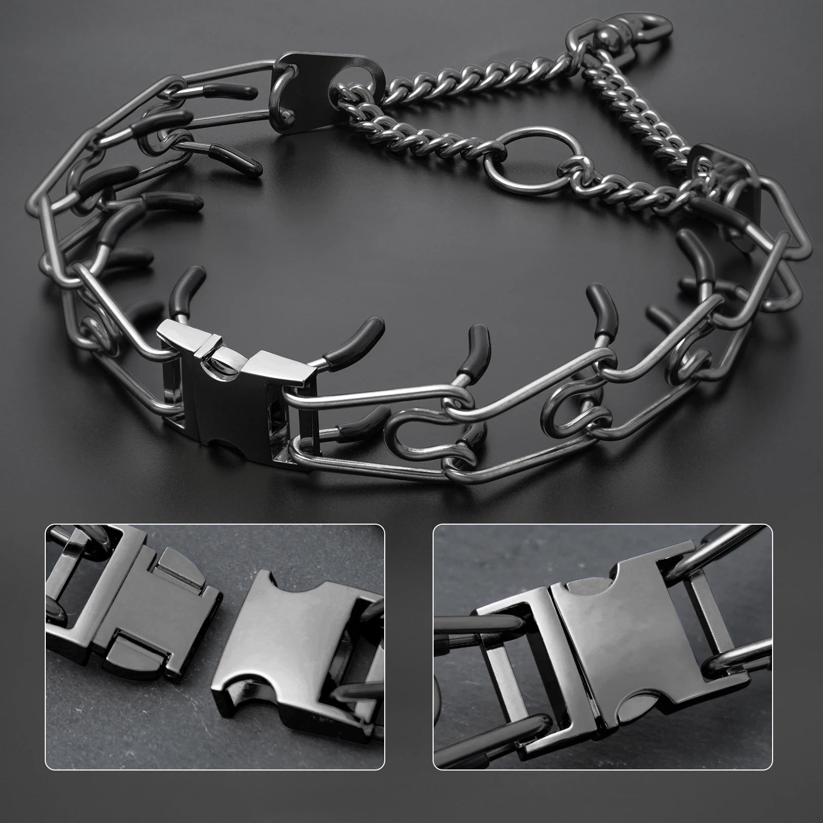Hundehalsband mit Metallschlaufen und Gummipins für Training | Mervali