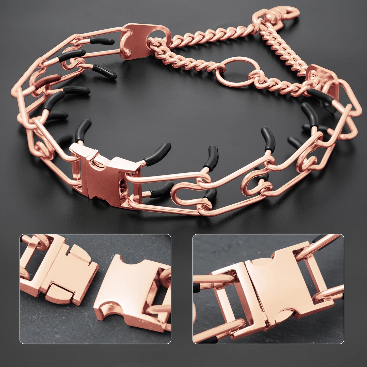 Hundehalsband mit Metallschlaufen und Gummipins für Training | Mervali