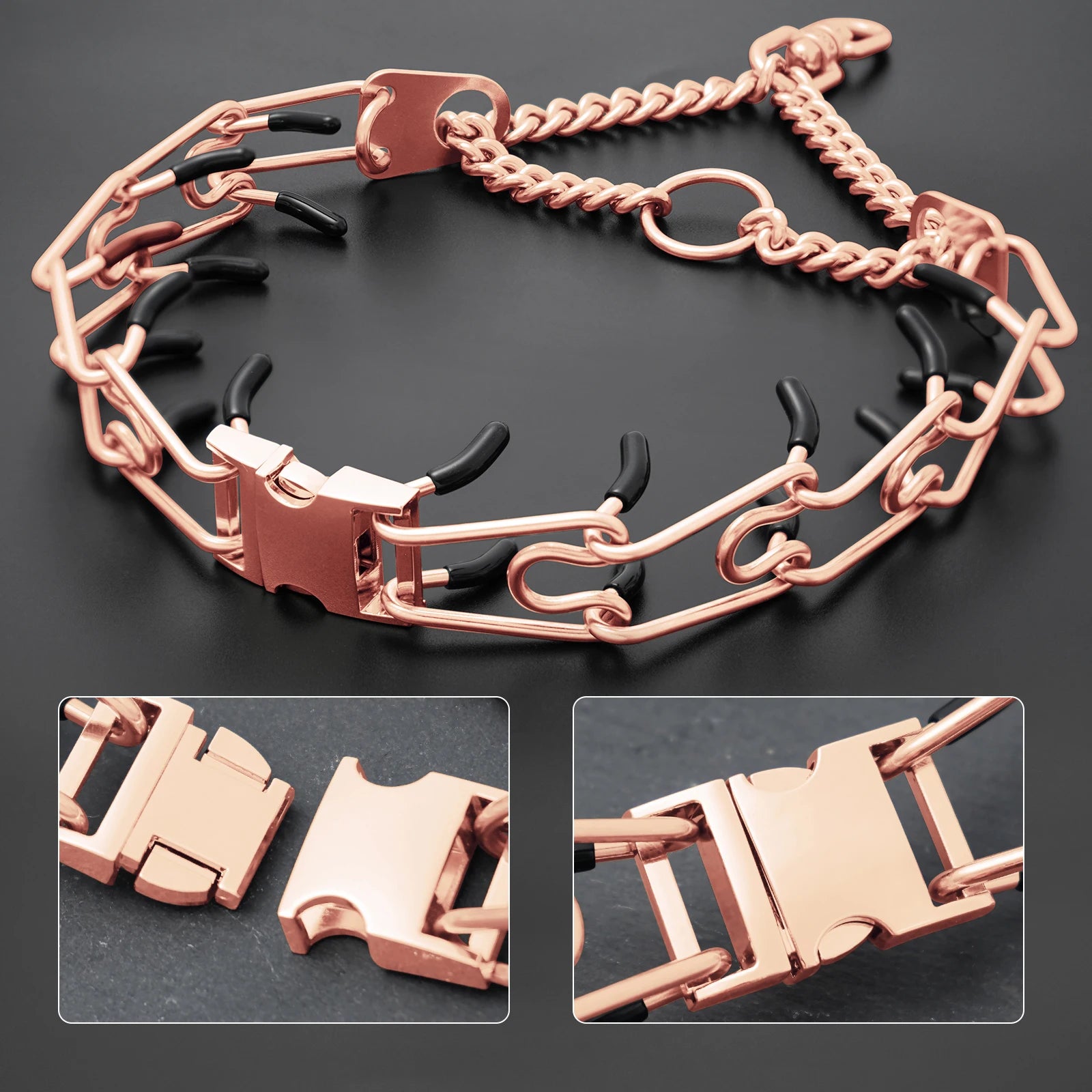 Hundehalsband mit Metallschlaufen und Gummipins für Training | Mervali