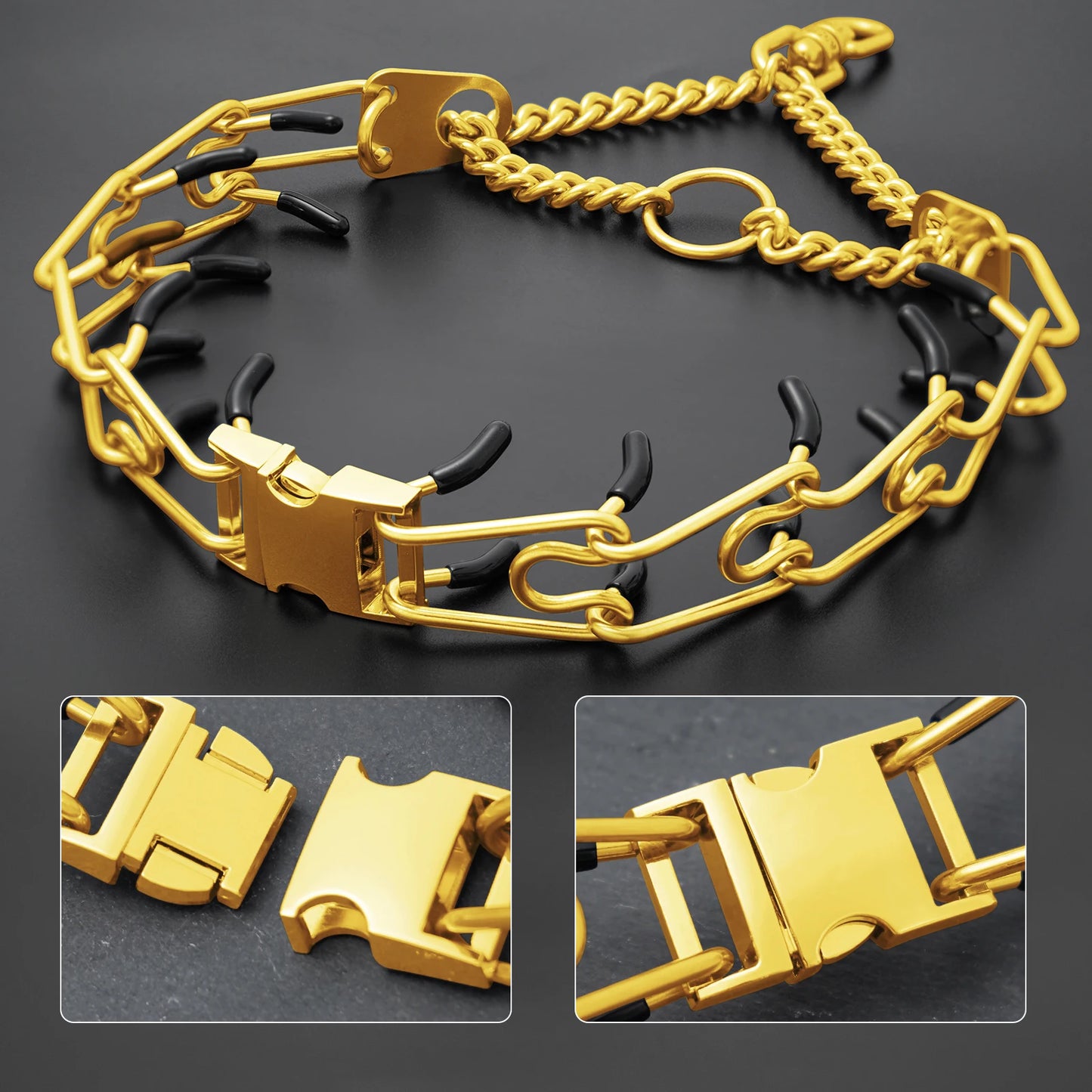 Hundehalsband mit Metallschlaufen und Gummipins für Training | Mervali